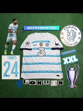 Nike Chelsea FC Reece James #24 2022/2023 Authentic Away Jersey UCL Patches Rare